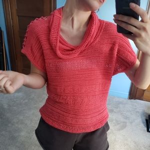 Salmon Pink Cowl Neck Sweater S